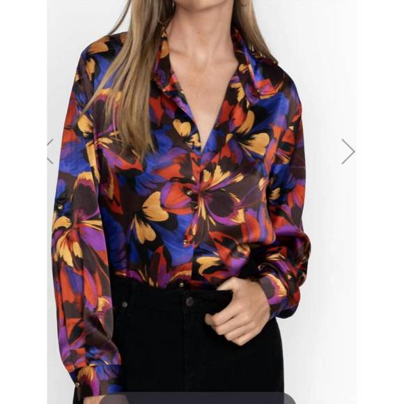 NEW JOHNNY WAS eclipse blooms silk shirt - Picture 1 of 1